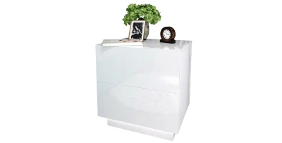 Nachttisch LUNA LUX LED Beleuchtung Nachtkommode Nachtschrank Weiß Hochglanz TOP