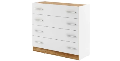 Schubladenkommode DENTRO 100cm – Weiß/Eiche mit 4 Schubladen