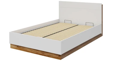 Funktionsbett DENTRO 140x200 cm Weiß/Eiche – mit Bettkasten, Rahmen & LED-Kopfteil