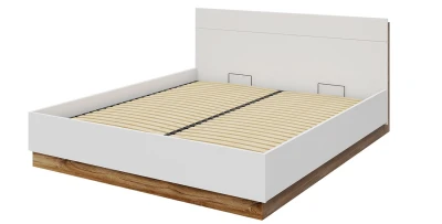 Funktionsbett DENTRO 180x200 cm Weiß/Eiche – mit Bettkasten, Rahmen & LED-Kopfteil