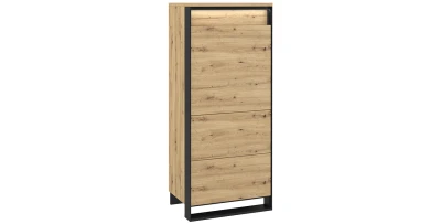 Design Highboard QUANT 60 cm Kommode Eiche Artisan Schwarz Loft Schrank LED