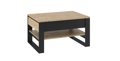 Design Couchtisch QUANT 100x70 cm Eiche Artisan Schwarz Loft Wohnzimmertisch