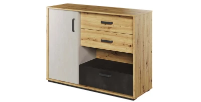 Kommode QUBIC QB07, Sideboard mit 3 Schubladen und 1 Tür