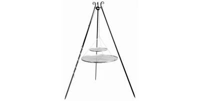 Schwenkgrill 180 cm - Doppelrost aus Edelstahl 70/80 cm + 40 cm