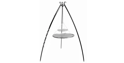 Schwenkgrill 200 cm - Doppelrost aus Rohstahl 70/80 cm + 40 cm