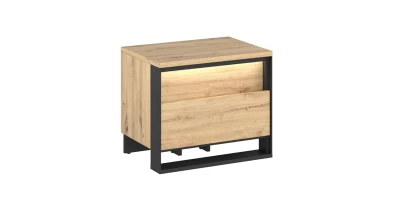 Design Nachttisch QUANT 55 cm Nachtschrank Eiche Artisan Schwarz Loft LED