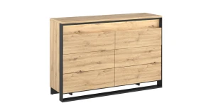Design Kommode QUANT 130 cm Sideboard Eiche Artisan Schwarz Loft LED