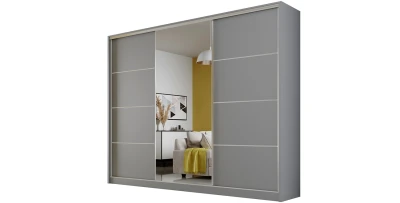  Kleiderschrank MEBLO IV 270 cm Garderobe mit drei Schiebetüren und Spiegel