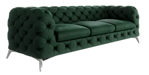 Sofa CHELSEA 3-Sitzer Chesterfield Couch Polstersofa Silberfüße