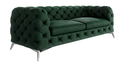 Sofa CHELSEA 2,5-Sitzer Chesterfield Couch Polstersofa Silberfüße