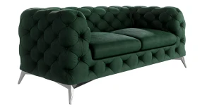 Sofa CHELSEA 2-Sitzer Chesterfield Couch Polstersofa Silberfüße