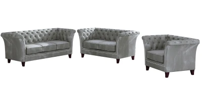 Möbelset DERBY Sofa 3-Sitzer, 2-Sitzer, Sessel Braun Holzbeine Dekorative Elemente