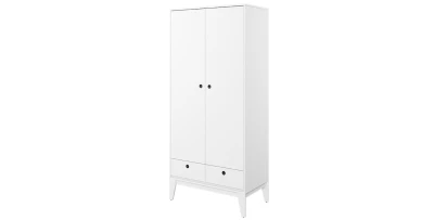 Kleiderschrank FEMII Drehtürenschrank 92cm Weiß 