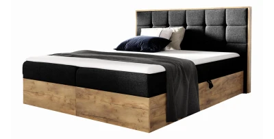 XXL Boxspringbett 180x200 WOOD I – King Size Eiche Wotan mit Bettkästen