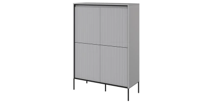 Highboard TREND TR-03 98cm – Grau Matt & Rillenfront – LED & Push-to-Open