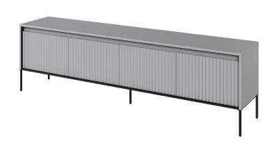 XXL TV-Lowboard TREND TR-06 193cm – Grau Matt & Rillenfront – LED & Push-to-Open