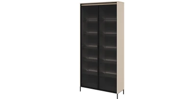 Vitrine TREND TR-07 196cm Hoch – Sandbeige & Japandi – LED & Glas