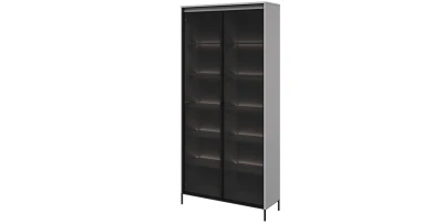 Vitrine TREND TR-07 196cm Hoch – Grau Matt & Rillenfront – LED & Glas