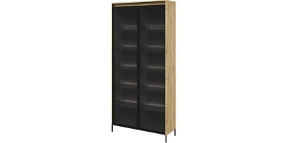 Vitrine TREND TR-07 196cm Hoch – Eiche Artisan & Lamellen – LED & Glas