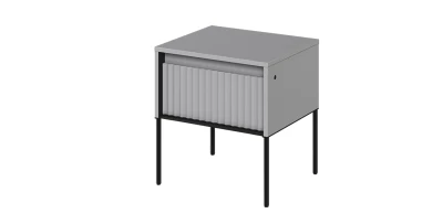 Nachttisch TREND TR-10 46cm – Grau Matt & Rillenfront – LED & Push-to-Open