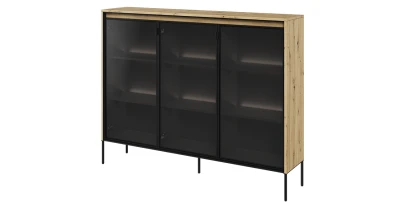 Vitrine TREND TR-08 150cm – Eiche Artisan & Lamellen – LED & Glas