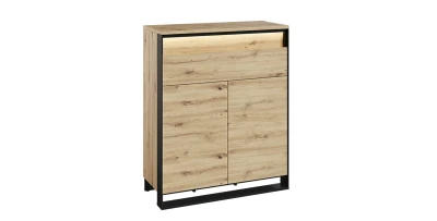 Flurkommode Schuhschrank QUANT QG-02 92 cm Eiche Artisan, LED, Schubladen