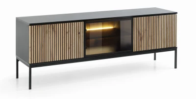 TV-Lowboard SANTIA 154 cm – Industrial Design Eiche & Schwarz – mit LED