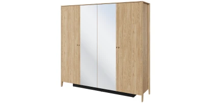 Kleiderschrank COZY Viertürigermit mit zwei Kleiderstangen sechs Regale 220 cm CZ-01