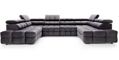 Wohnlandschaft 372 cm BUFFALO U-Form Modulares Sofa mit verstellbaren Kopfstützen