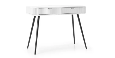 Schminktisch & Konsole ZOVA T-103 (103 cm) Rillenfront, abgerundet – Weiß