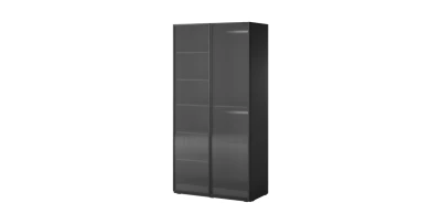 Kleiderschrank Vitrinenschrank SANDBOX FLUTES 100cm – Grau & Riffelglas