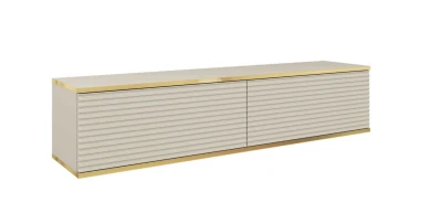 TV Lowboard ORO 135 cm Beige geriffelt Fernsehtisch Hängeboard RTV Schrank