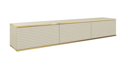 TV Lowboard ORO 175 cm Beige geriffelt Fernsehtisch Hängeboard RTV Schrank