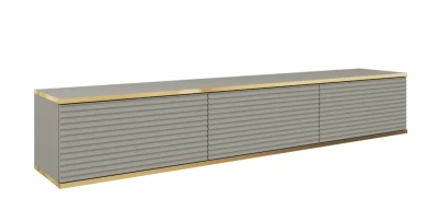 TV Lowboard ORO 175 cm Grau geriffelt Fernsehtisch Hängeboard RTV Schrank