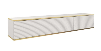 TV Lowboard ORO 175 cm Weiß geriffelt Fernsehtisch Hängeboard RTV Schrank