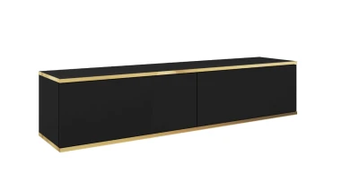 TV Lowboard ORO 135 cm Schwarz Fernsehtisch Hängeboard Push-to-Open RTV Schrank