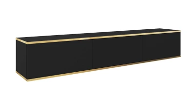 TV Lowboard ORO 175 cm Schwarz Fernsehtisch Hängeboard Push-to-Open RTV Schrank