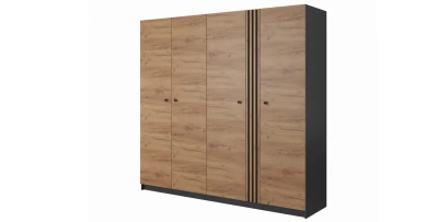 Kleiderschrank Deco Eiche Handwerk gold/anthrazit
