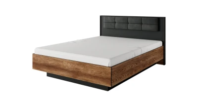 Boxspringbett/Massivholzbett 160 MILTON mit Metallrahmen mit Gasfeder kastanie / anthrazit  