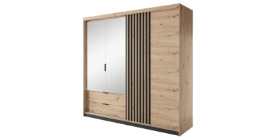 Kleiderschrank TALLY (220 cm) – Artisan Eiche / Anthrazit mit Spiegel & Schubladen