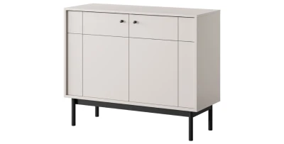 Design Kombikommode JAPANDI 104 cm Kaschmir geriffelt Sideboard Holzfüße