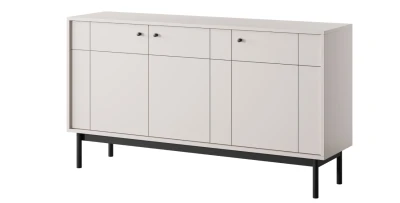 Design Sideboard JAPANDI 154 cm Kaschmir geriffelt Kombikommode Holzfüße