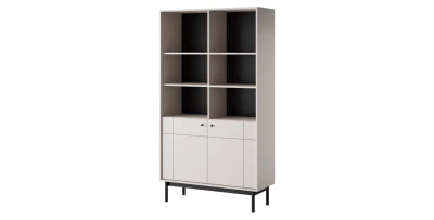 Design Bücherregal JAPANDI 104 cm Kaschmir geriffelt Regal Holzfüße