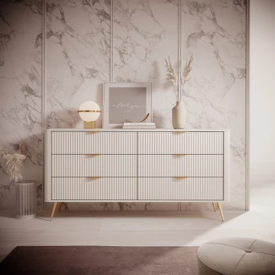 Kommode mit Schubladen  163 cm LANTE 6S  beige/gold