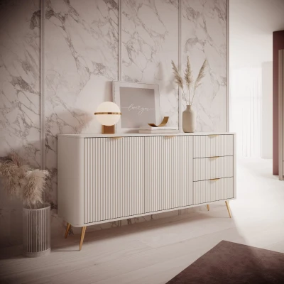 Kommode Kombikommode 163 cm LANTE 2D3S beige/gold 