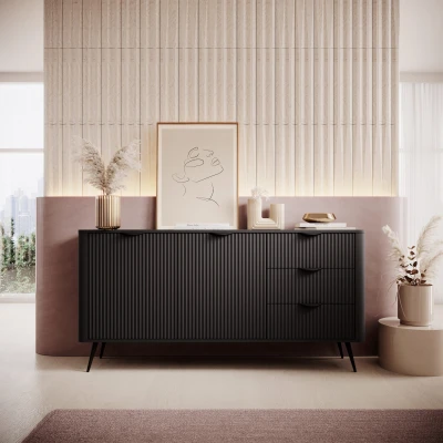 Kommode Kombikommode 163 cm LANTE 2D3S schwarz