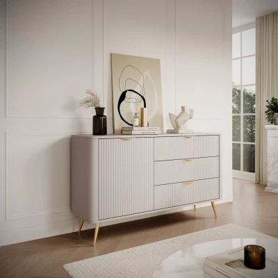 Kommode Sideboard 138 cm LANTE D3S beige/gold  