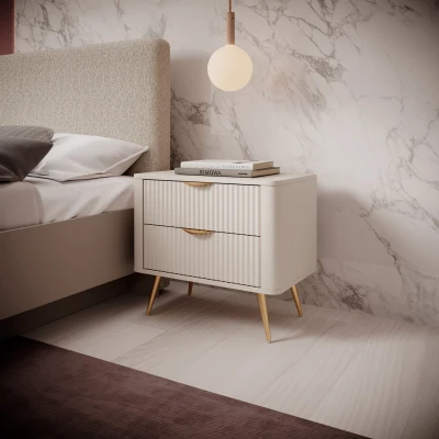 Nachttisch mit Schublade  LANTE 2S beige/gold 