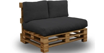 Palettenkissen Palettensofa SOFIA CORD 120x80 Schwarz 2+1
