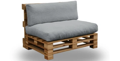 Palettenkissen Palettensofa SOFIA CORD 120x80 Silber 1+1